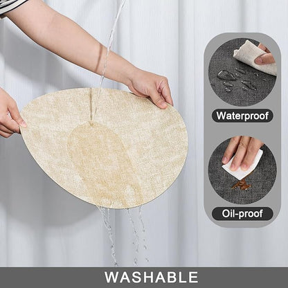 Myir JUN Round Placemats Dual Sided, Faux Leather Place Mats Set of 4 Indoor Placemats for Dining Table Outdoor Placemats Non-Slip Washable Table Mats (Set of 8, Gray Cream)
