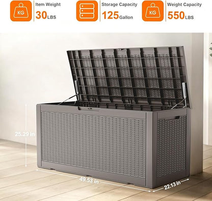 125 Gallon Outdoor Storage Box, Large Waterproof UV Resistant Deck Box - Image 5