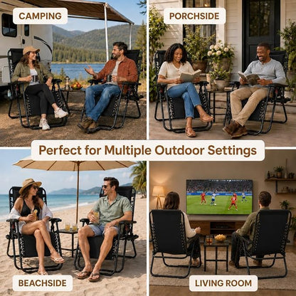 Yaheetech 26" Zero Gravity Recliners Adjustable Set of 2, Dark Black | Outdoor - Image 7