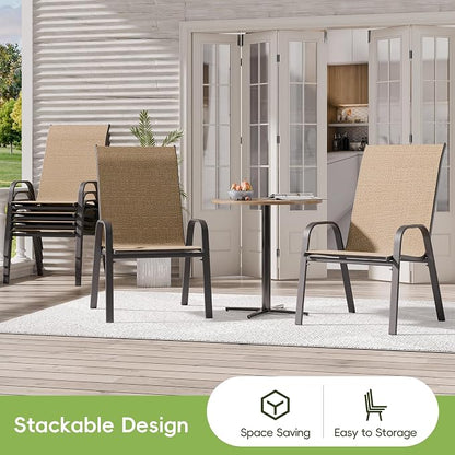 Patio Chairs Set of 6, Outdoor Dining Chairs Stackable - Image 5