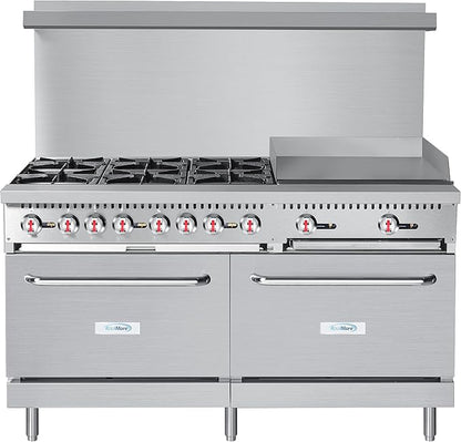 KoolMore 60 in. 6 Burner Commercial Natural Gas Range with 24 in. Griddle (KM-CRG60-NG)