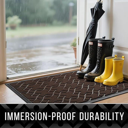 Yimobra Large Door Mat 47x24, All-Season Waterproof Doormat Outdoor Entrance, Heavy Duty Non-Slip Outside Door Mat for Garage Patio Proch Entryway Indoor, Easy Clean, Coffee