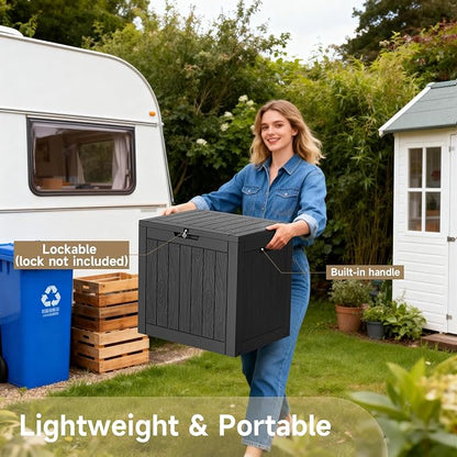35 Gallon Outdoor Deck Box Lockable Waterproof Storage Black | Heavy-duty resin - Image 4