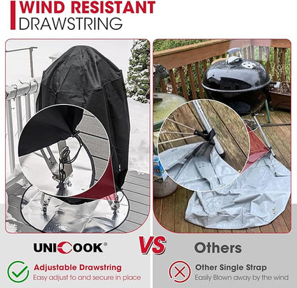 Unicook Round Smoker Cover 30 Inch, Heavy Duty Waterproof Charcoal Kettle BBQ Grill Cover, Fade Resistant Barrel Protector, Fits Weber Char-Griller Akorn Kamado and More, 30" Dia x 36" H