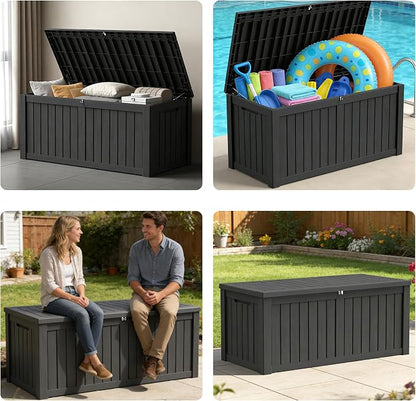 150 Gallon Outdoor Storage Box Resin Deck Box All Weather Waterproof Large - Image 7