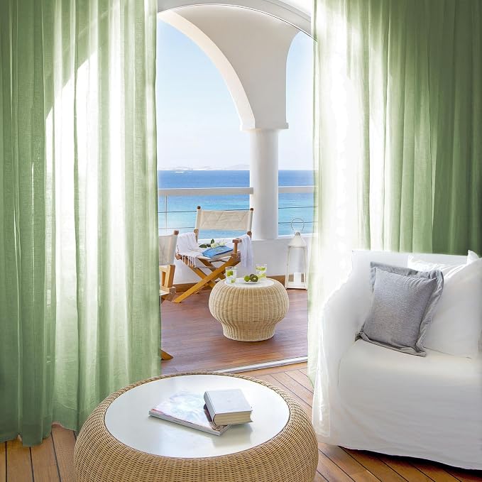 Outdoor Sheer Curtains for Patio Waterproof, 4 Panels Rod Pocket Indoor/Outdoor - Image 7