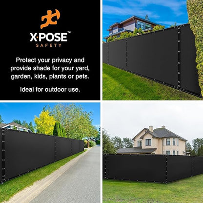 Xpose Safety Privacy Fence Screen 6’ x 50’ (6 Pack) – Heavy Duty Black Mesh with 90% Visibility Block, UV Protection – Includes Cable Ties – for Garden, Yard, Nursery, Kennel, Dog Run, Greenhouse