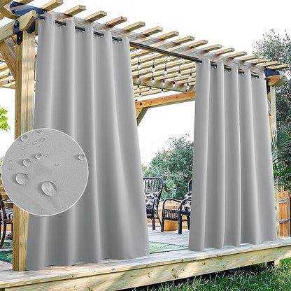 Porch Curtains Outdoor W70 x L84 Inch Silver Grey, 1 Panel | Grommet, Thermal by StangH