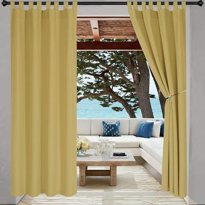 LORDTEX Indoor/Outdoor Curtains Waterproof Tab Top Patio Curtains | Sun by LORDTEX