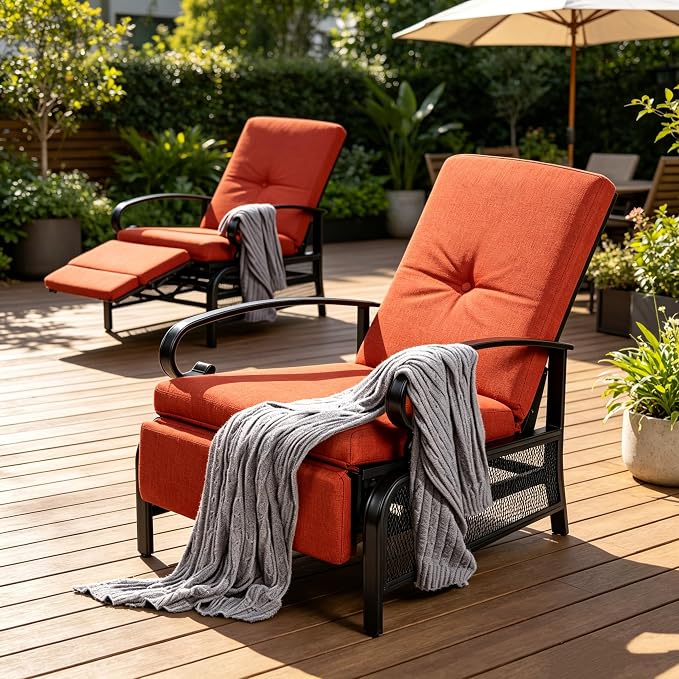 SUNCROWN Outdoor Recliner Chair Patio Adjustable Relaxing Chairs Outdoor Metal - Image 3