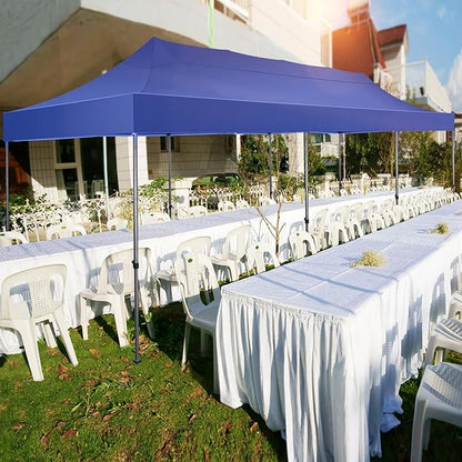 COBIZI 10x30 Pop up Canopy Tent 10x30 Canopy No Sidewall Waterproof Heavy Duty Commercial for Parties Outdoor Garden Gazebo Tent, Carry Bag with Wheel(10x30ft No Sidewalls, Dark Blue)