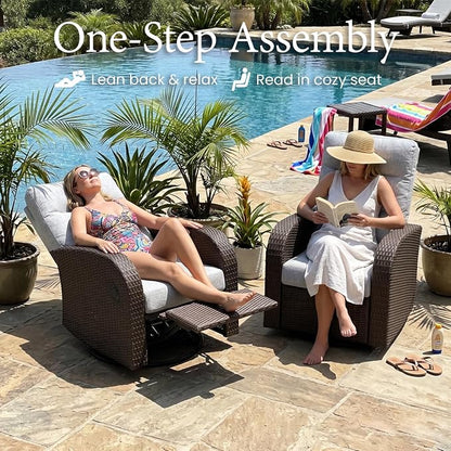 Oversized Wicker Outdoor Swivel Glider Recliner - Image 3