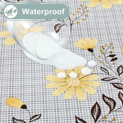 misaya Rectangle Waterproof Vinyl Table Cloth, Wipeable Tablecloth with Flannel Backing, Plastic Table Cover for Dinner, Picnic, Indoor and Outdoor (Yellow Flowers, 60" x 102")