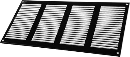 Vent Systems 16" x 8" Inch Black Metal Air Vent Cover - Louvered Wall Grille with Built-in Mesh Screen - Weather Resistant HVAC Duct Cover for Exhaust and Supply in Home, Garage - Indoor & Outdoor Use