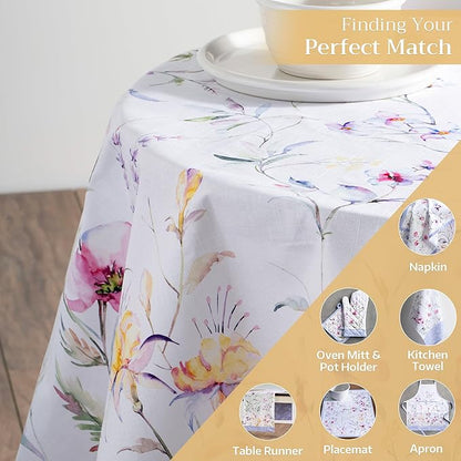Maison d' Hermine Table Cloth Round Table 100% Cotton 69 Inches Tablecloth Reusable Decorative Everyday Use for Dining Room, Farmhouse, Home, Party, Festive & Wedding Spring Summer - Summer Floral