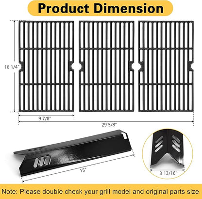 Grill Replacement Parts for Dyna Glo DGF510SBP, DGF493PNP-D, Backyard BY13-101-001-13, BHG BH13-101-099-01, Uniflame GBC1059WB, Cast Iron Grill Grates and Heat Plates for Dyna-Glo Grill Parts