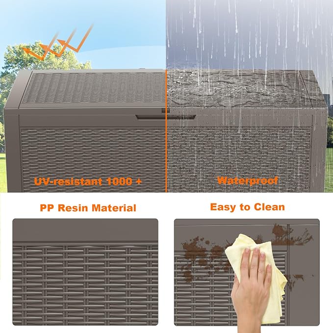 125 Gallon Outdoor Storage Box, Large Waterproof UV Resistant Deck Box - Image 3