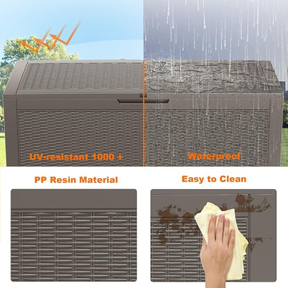 125 Gallon Outdoor Storage Box, Large Waterproof UV Resistant Deck Box - Image 3