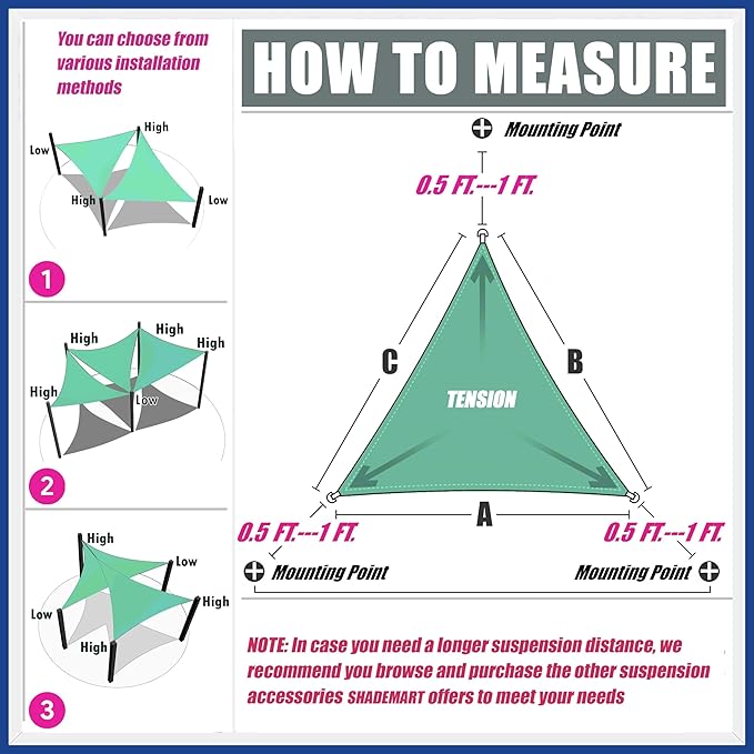 17' x 20' x 26.2' Sand Beige Sun Shade Sail UPF50 Right Triangle SMTAPT12 - Image 6
