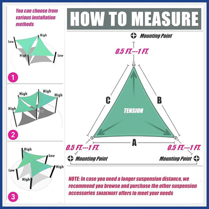 9' x 10' x 13.5' Beige Sun Shade Sail UPF50 Right Triangle SMTAPT12 Canopy - Image 6