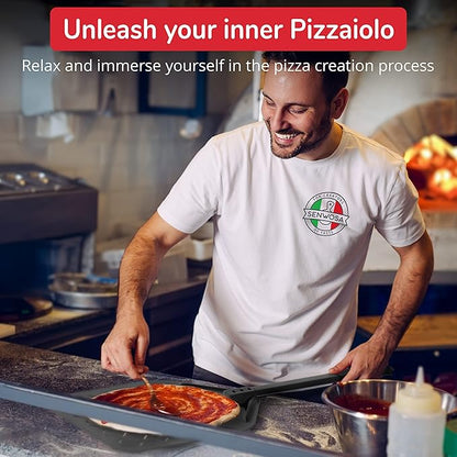 26” Pizza Oven Brush with Stone Scraper - Heat Resistant Stainless Steel Bristles, Extra Long Handle - Compatible with Ooni Ovens - Includes Spare Head