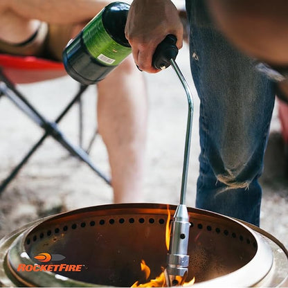 ROCKETFIRE Fire Starter Torch | Perfect Propane Torch Head, Grill Gun, Charcoal Torch | Compatible with Bernzomatic Propane & MAP/PRO Fuels | Tri-Flame Tip | Fuel NOT Included | Case Included | Red