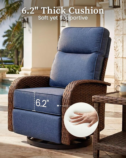 Resort-Grade Outdoor Swivel Recliner, 6.2" Ultra Thick Cushions | Heavy Duty - Image 6