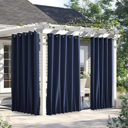 NICETOWN Weighted Curtains for Patio Waterproof W66xL84 Navy 2 Panels | Gazebo by NICETOWN