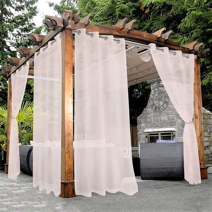 BONZER Sheer Outdoor Curtains for Patio Waterproof 2 Panels | Grommet by Bonzer
