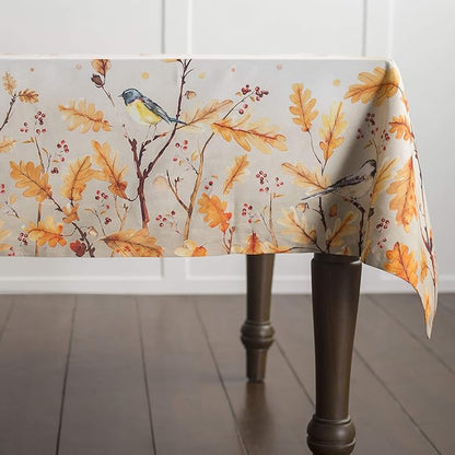 Maison d' Hermine Table Cloth Rectangle Table 100% Cotton 60 x 120 Inches Fall Tablecloth Reusable Everyday Use for Thanksgiving Christmas Decorations Dining Farmhouse Party (Oak Leaves)