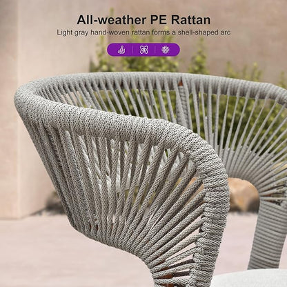 PURPLE LEAF Patio Dining Set for 6 Furniture Set Aluminum Rattan Wicker Patio Table and Chairs Set for Lawn Backyard Deep Teak