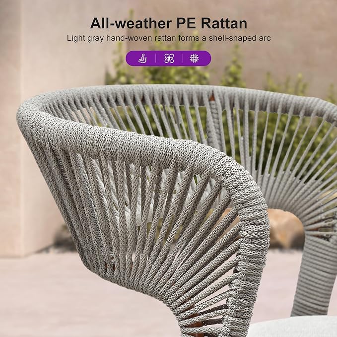PURPLE LEAF 9 Pieces Outdoor Dining Set Patio Furniture Set Aluminum Rattan Wicker Patio Table and Chairs Set for Lawn Backyard Deck Brown