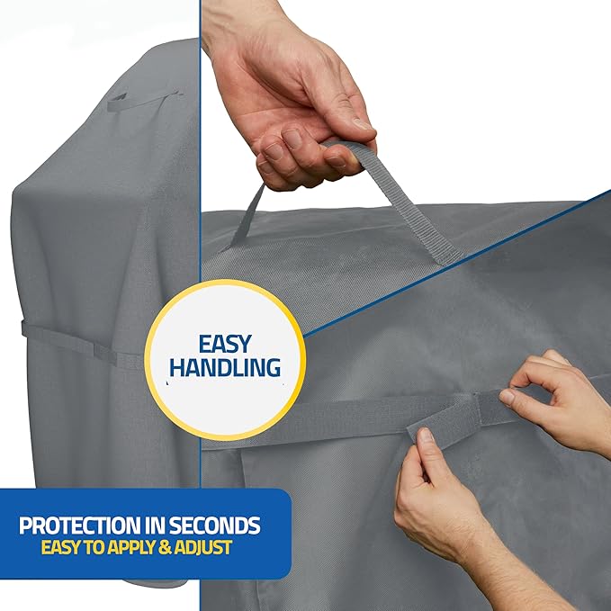 SPRINKS® Grill Cover Weatherproof Grillcover for Weber, Napoleon, Enders - Extra Handles Gas Grill Oxford 600D Fabric [52in x 26in x 43in] - Grey