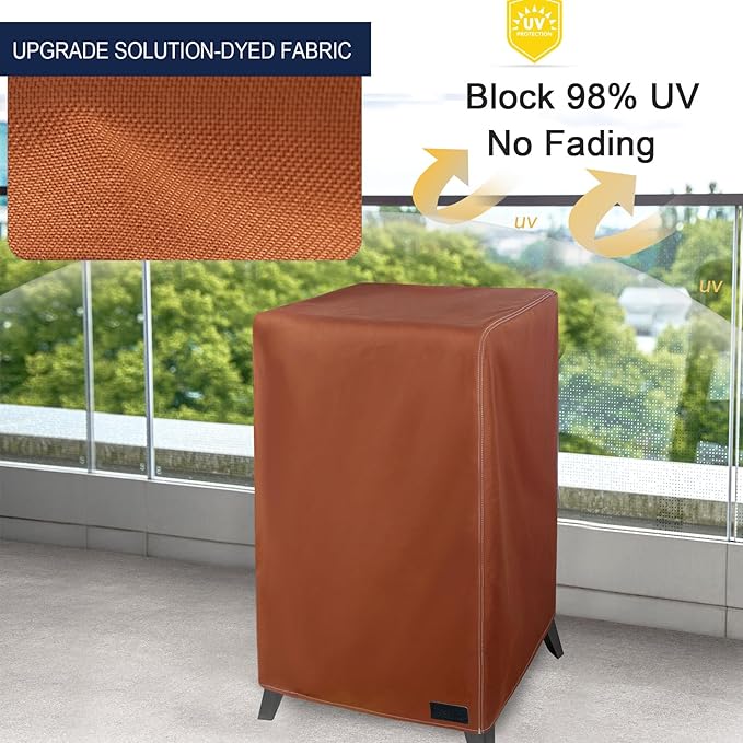 NettyPro 40 Inch Waterproof Electric Smoker Cover for Masterbuilt Electric Smoker, Outdoor Heavy Duty Square Vertical Smoker Grill Cover, Brown