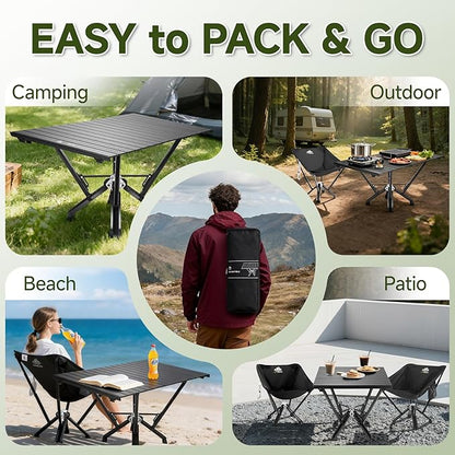 Folding Camping Table — Stable Roll-Up Aluminum Design, Solid Support Structure, Portable Outdoor Table for Camping, Cooking, RV & Travel
