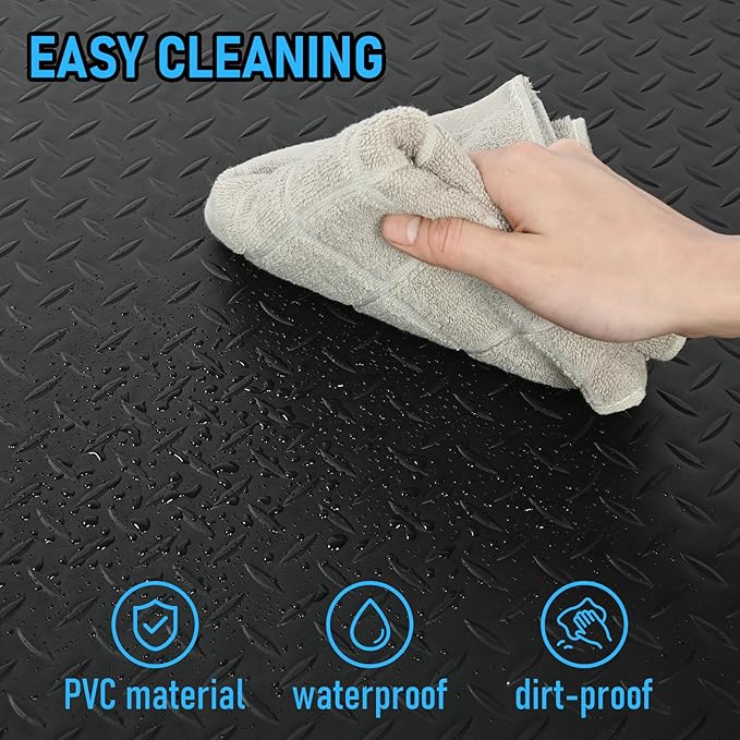 3 x 5 FT Anti Fatigue Mats Industrial 15/16 Inch Thick Soft Sponge Ergonomic Mat Durable Heavy Duty Diamond Plate for Standing Non Slip Industrial Grade Floor Mat for Leg & Back Pain (Black)