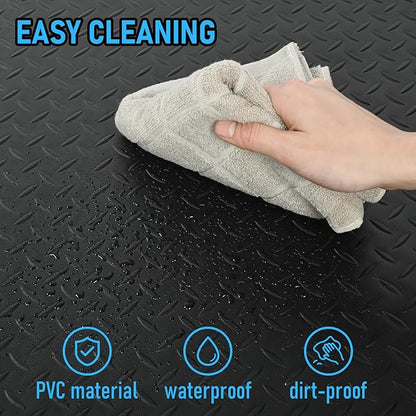 3 x 5 FT Anti Fatigue Mats Industrial 15/16 Inch Thick Soft Sponge Ergonomic Mat Durable Heavy Duty Diamond Plate for Standing Non Slip Industrial Grade Floor Mat for Leg & Back Pain (Black)