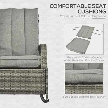 Outsunny Wicker Outdoor Rocking Chair, Patio Recliner - Image 6