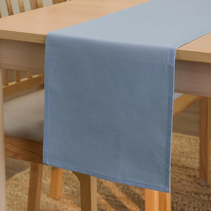 Encasa XO Table Runner 13"x120" Long | Cotton Canvas Fabric | B Grey Solid Color | Machine Washable & Durable
