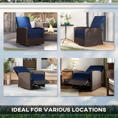 Outsunny Outdoor Wicker Swivel Recliner Chair, - Image 7
