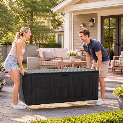Flamaker 180 Gallon Large Outdoor Storage Box Waterproof, XL Resin Deck Box | - Image 6