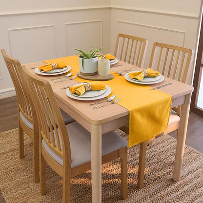 Encasa XO Table Runner 13"x59" Long | Cotton Canvas Fabric | Mango Solid Color | Machine Washable & Durable