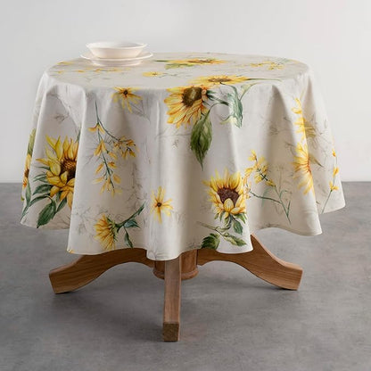 Maison d' Hermine Table Cloth Round Table 100% Cotton 63 Inches Tablecloth Reusable Decorative Everyday Use for Dining Room, Farmhouse, Home, Party, Festive & Wedding Spring Summer - Candice