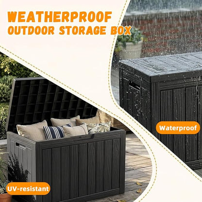 60 Gal Outdoor Storage Box Waterproof Lockable Resin Deck Box | Patio Furniture - Image 3