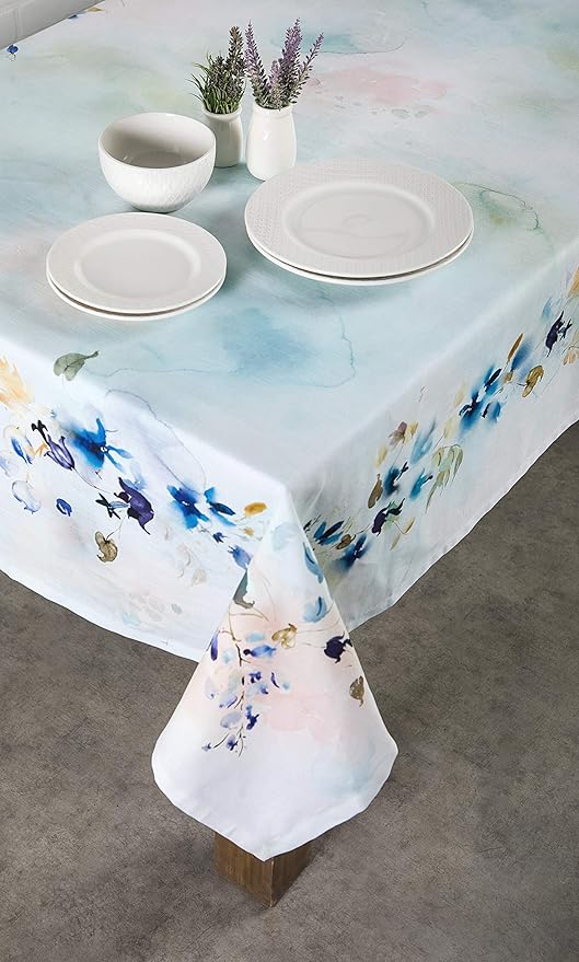 Maison d' Hermine Table Cloth Square Table 100% Cotton 60 x 60 Inches Tablecloth Reusable Decorative for Dining Room, Farmhouse, Home, Party, Festive & Wedding Spring Summer - Lazy Summer Days