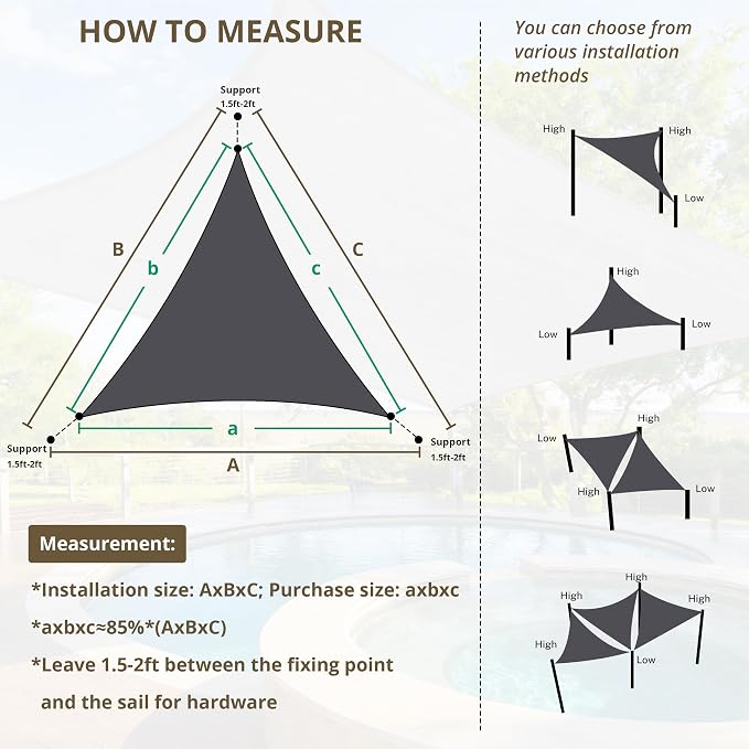 16'x 16'x 16' Triangle Sun Shade Sail - Image 4
