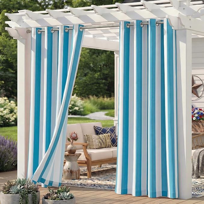 4 Panels Outdoor Stripe Curtains by Sunshelf