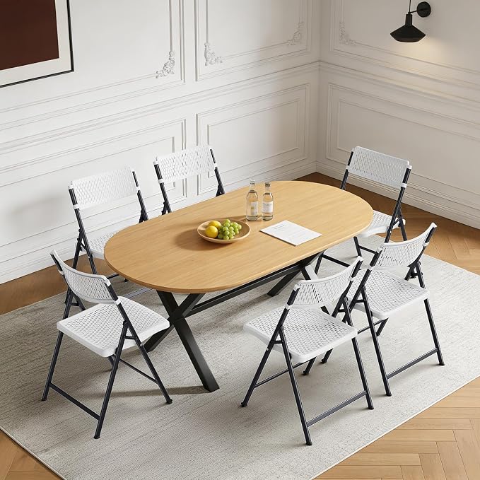 White Folding Chairs 4-Pack, Mesh Injection Molded Plastic - Image 8