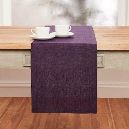 Solino Home Linen Grape Table Runner 108 Inches Long - Athena, 100% Pure Linen Dining Table Runner 14 x 108 Inch for Winter, Valentines, Spring, Easter