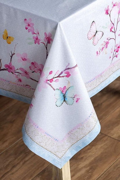 Maison d' Hermine Table Cloth Rectangle Table 100% Cotton 54 x 72 Inches Tablecloth Reusable Decorative for Dining Room, Farmhouse, Home, Party, Festive & Wedding Spring Summer - Blossoms in Spring